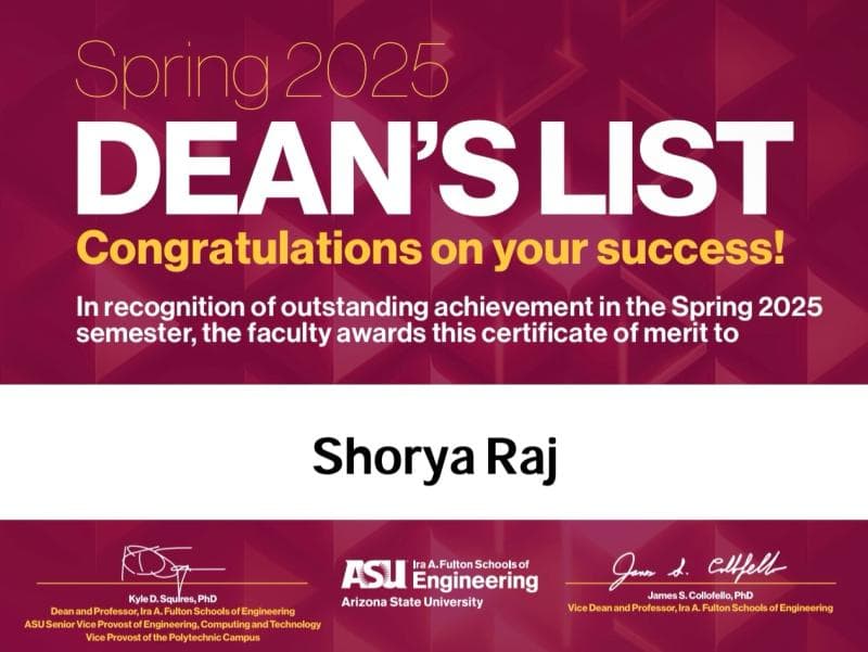Spring 2025 Dean's List Certificate